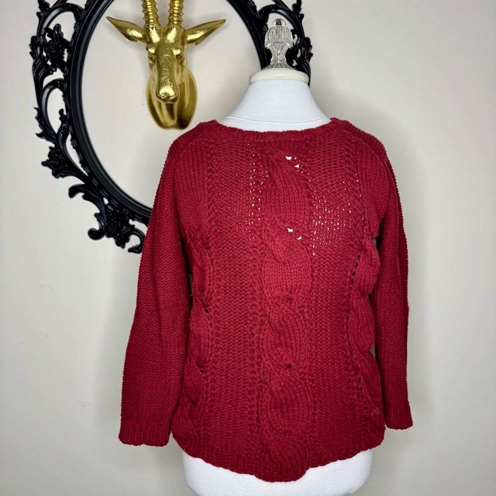 Black Swan Cable Knit Sweater - Deep Red